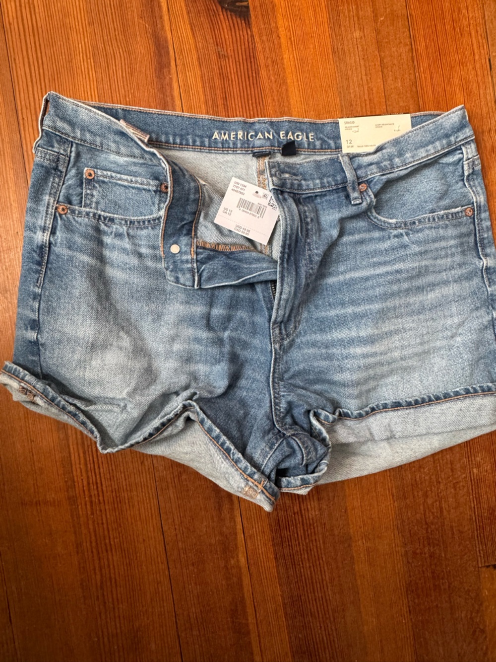 American Eagle Outfitters Mid-Rise Faded Blue Denim Shorts